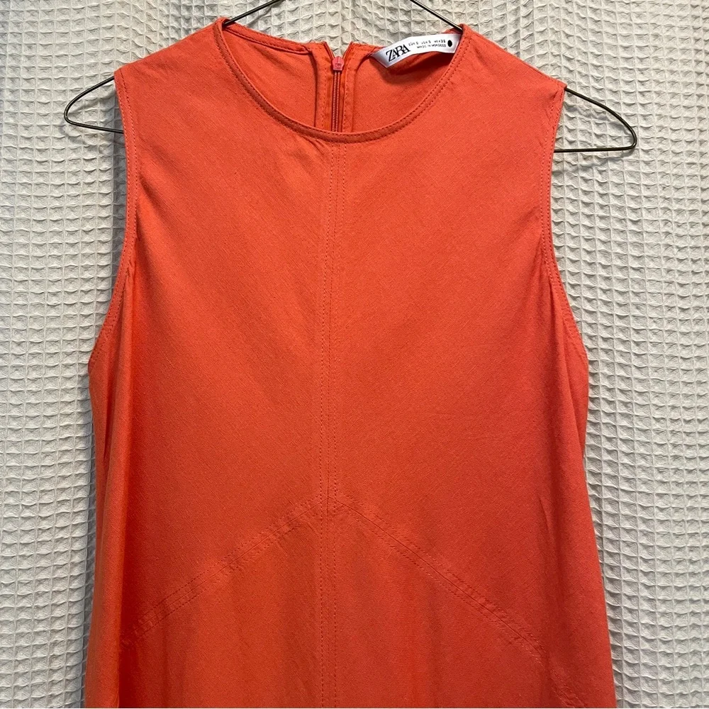 Zara Midi Linen Dress Small - Picture 4 of 5